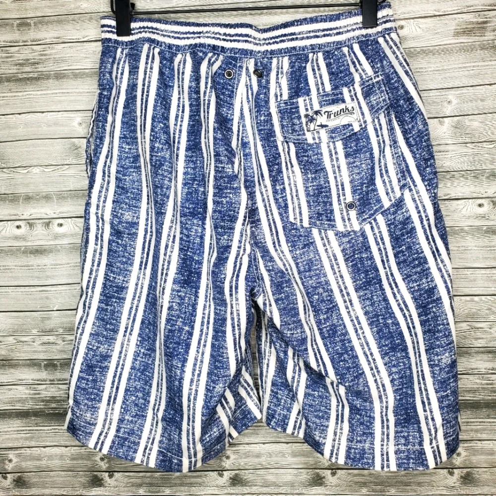 Trunks Surf & Swim Co Blue Striped Swim Trunks Size Small
